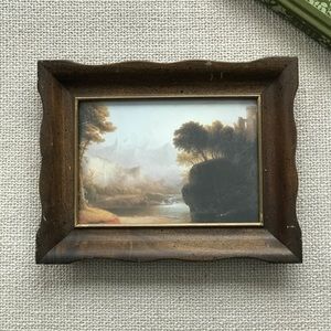 Vintage Wood and Brass Framed Landscape Print